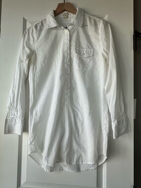 J. Crew White Button-Front Swim Cover-Up